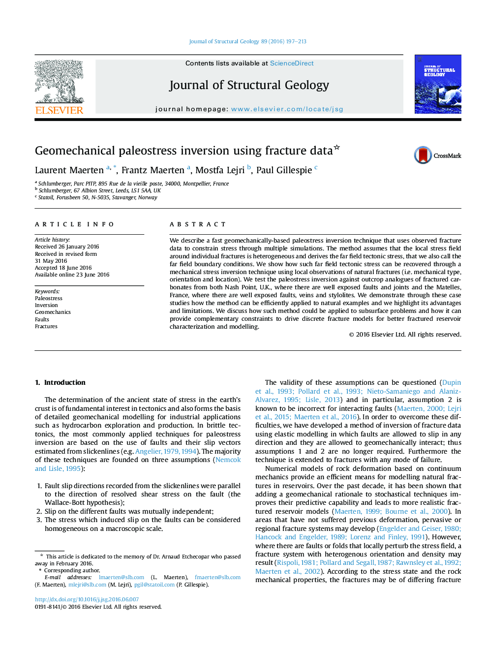 Geomechanical paleostress inversion using fracture data 