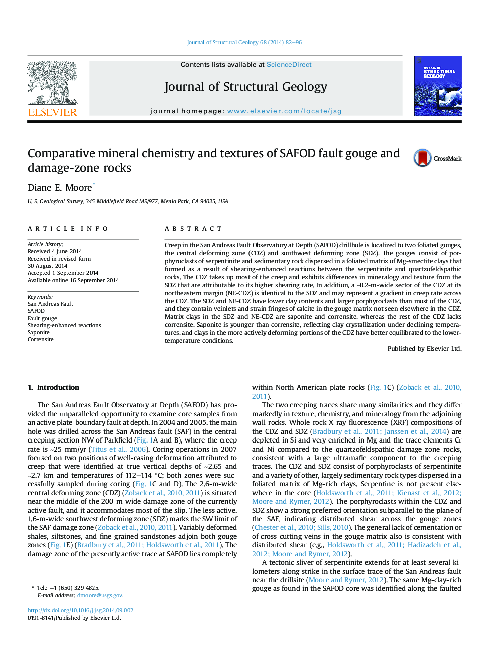 Comparative mineral chemistry and textures of SAFOD fault gouge and damage-zone rocks