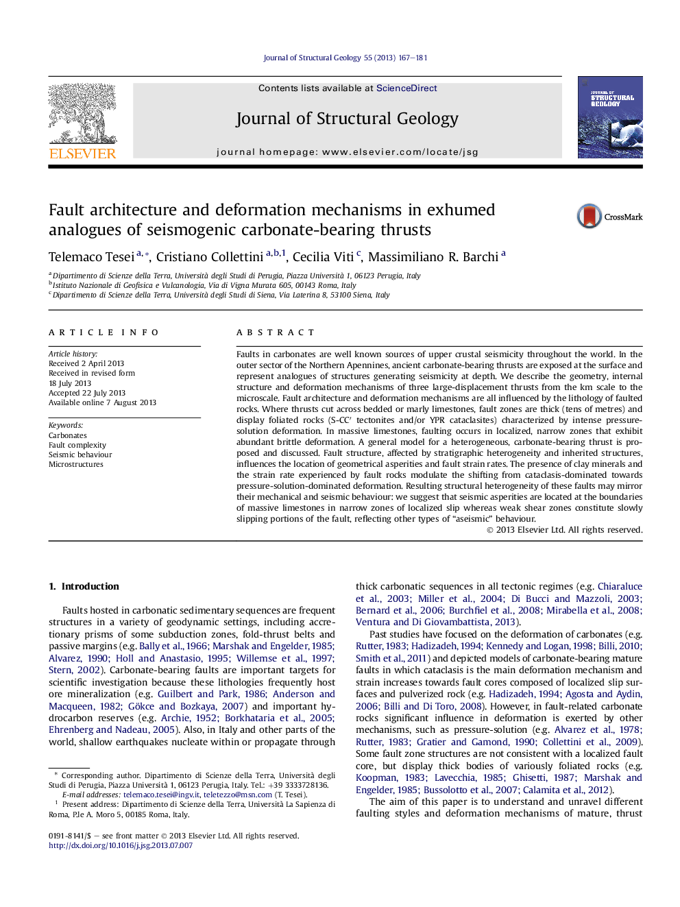 Fault architecture and deformation mechanisms in exhumed analogues of seismogenic carbonate-bearing thrusts