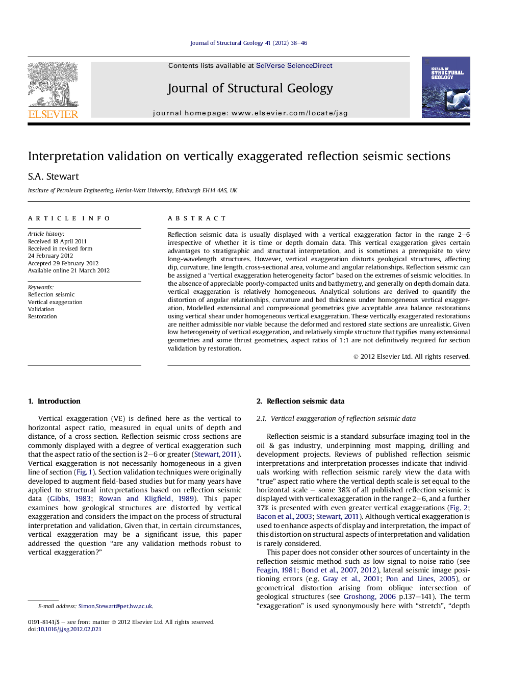 Interpretation validation on vertically exaggerated reflection seismic sections