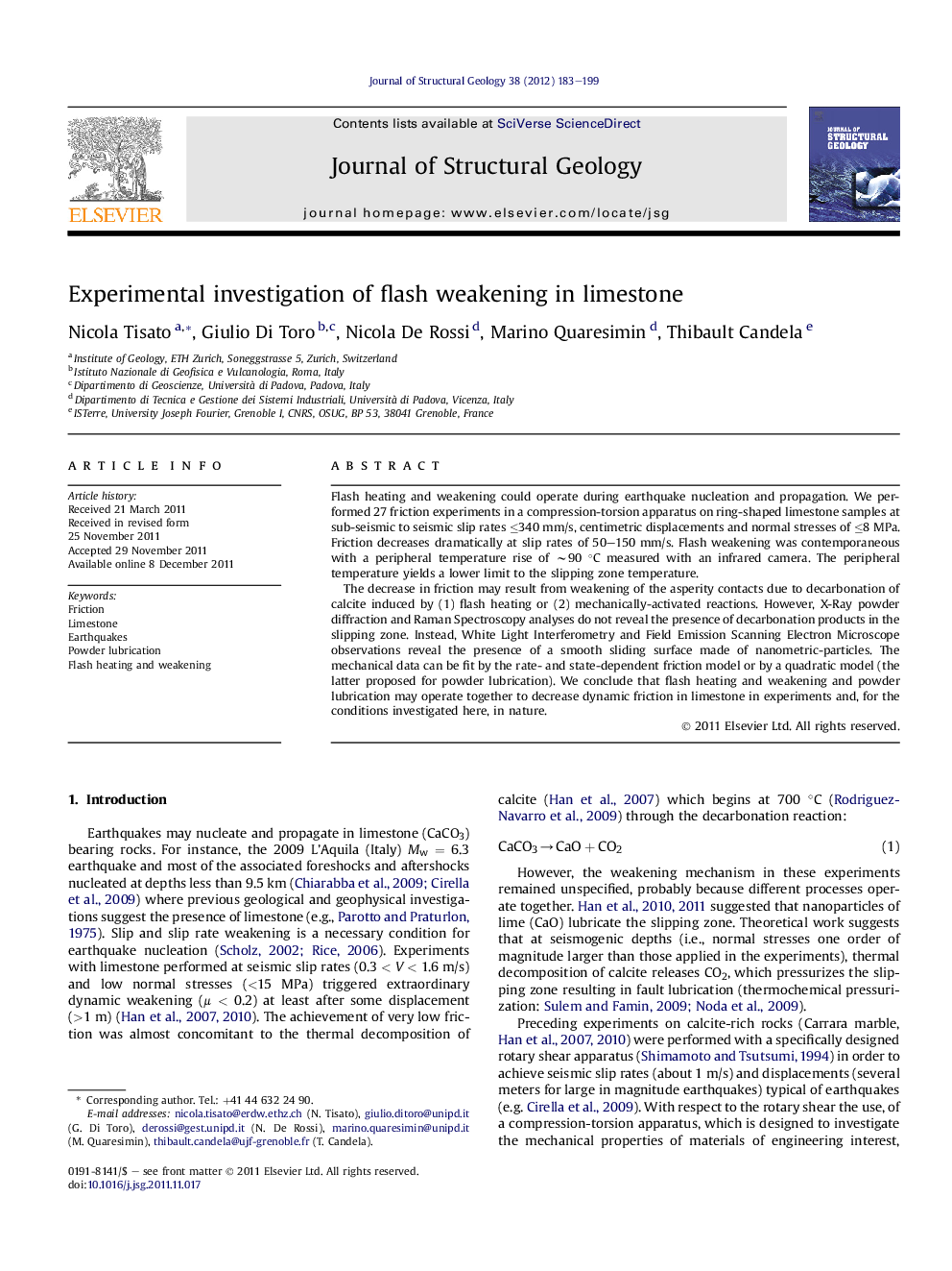 Experimental investigation of flash weakening in limestone