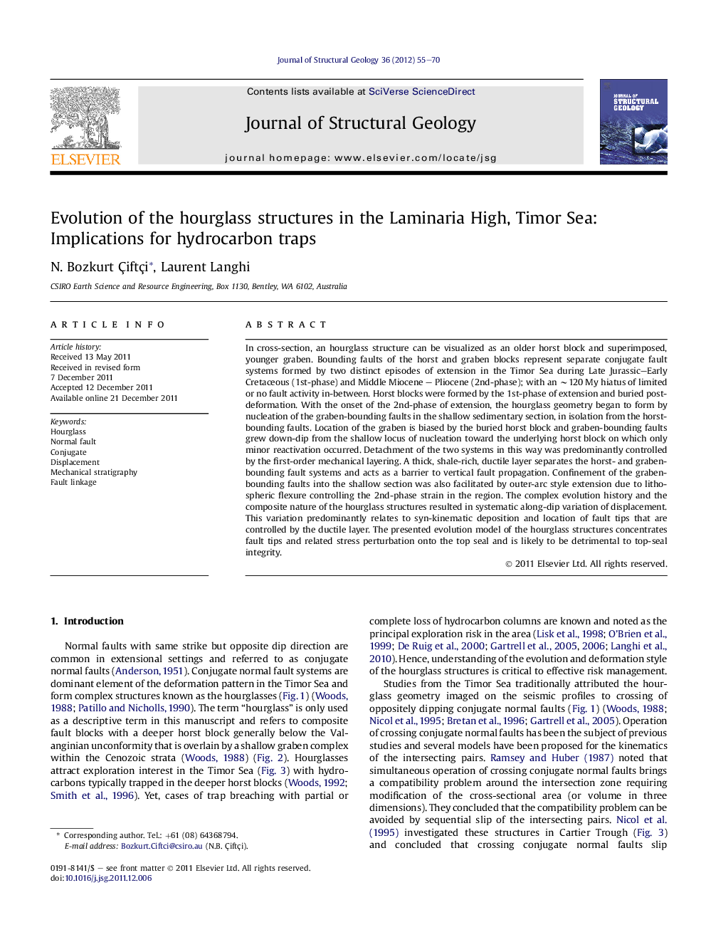 Evolution of the hourglass structures in the Laminaria High, Timor Sea: Implications for hydrocarbon traps