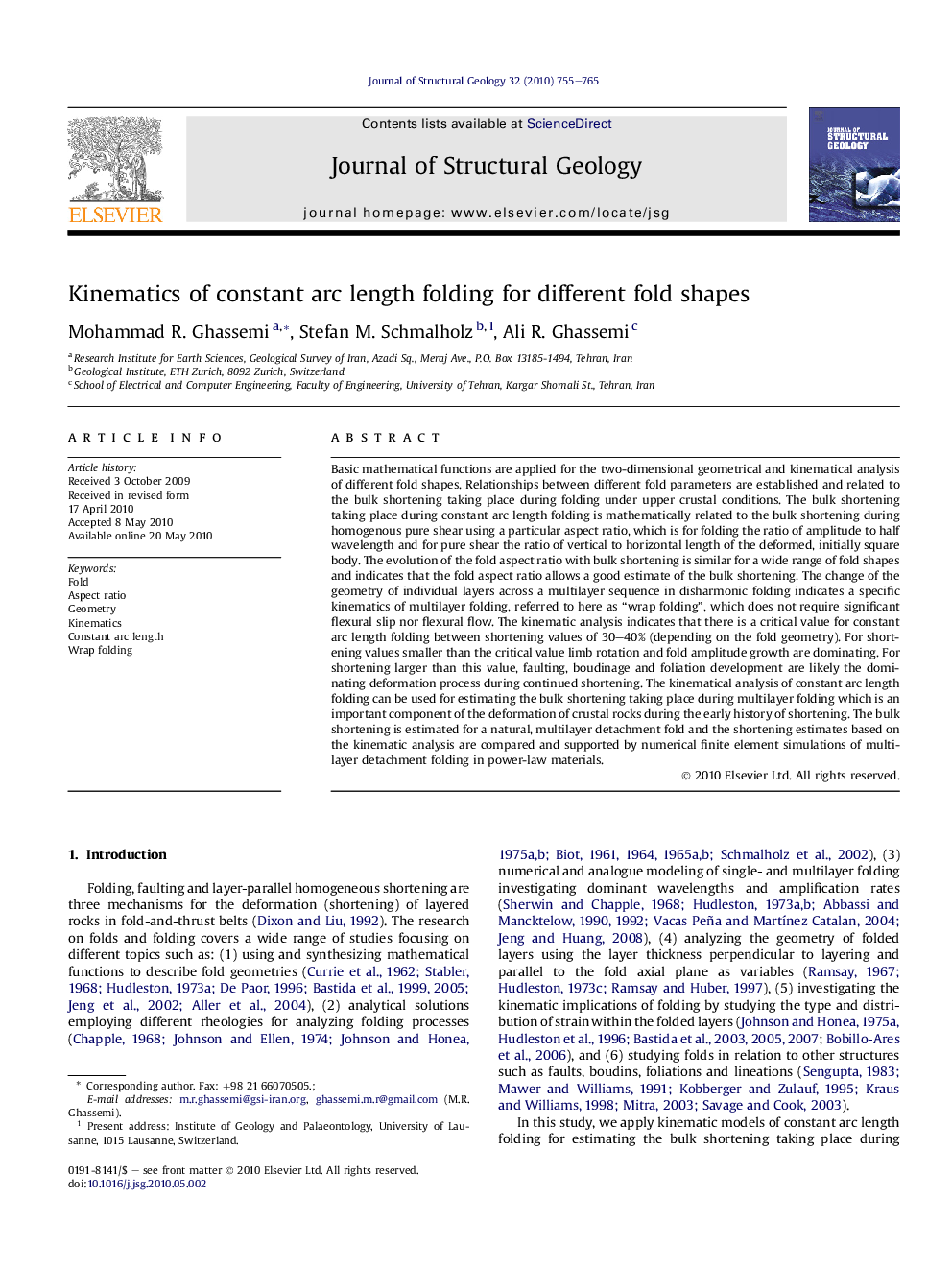 Kinematics of constant arc length folding for different fold shapes