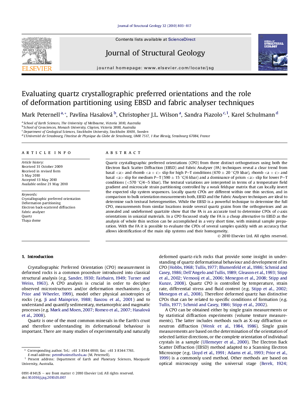 Evaluating quartz crystallographic preferred orientations and the role of deformation partitioning using EBSD and fabric analyser techniques