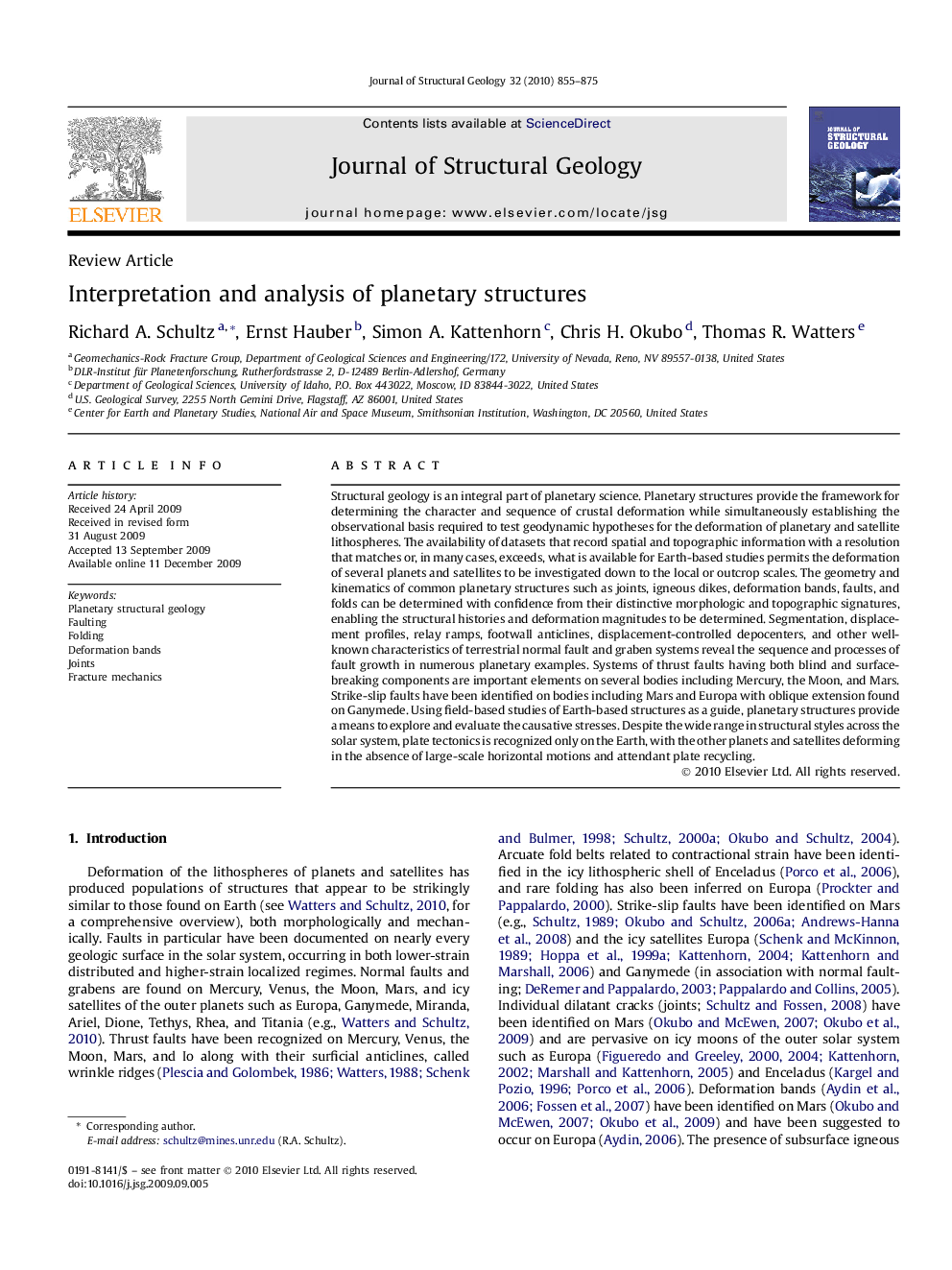 Interpretation and analysis of planetary structures