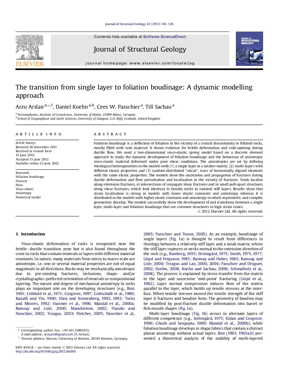 The transition from single layer to foliation boudinage: A dynamic modelling approach