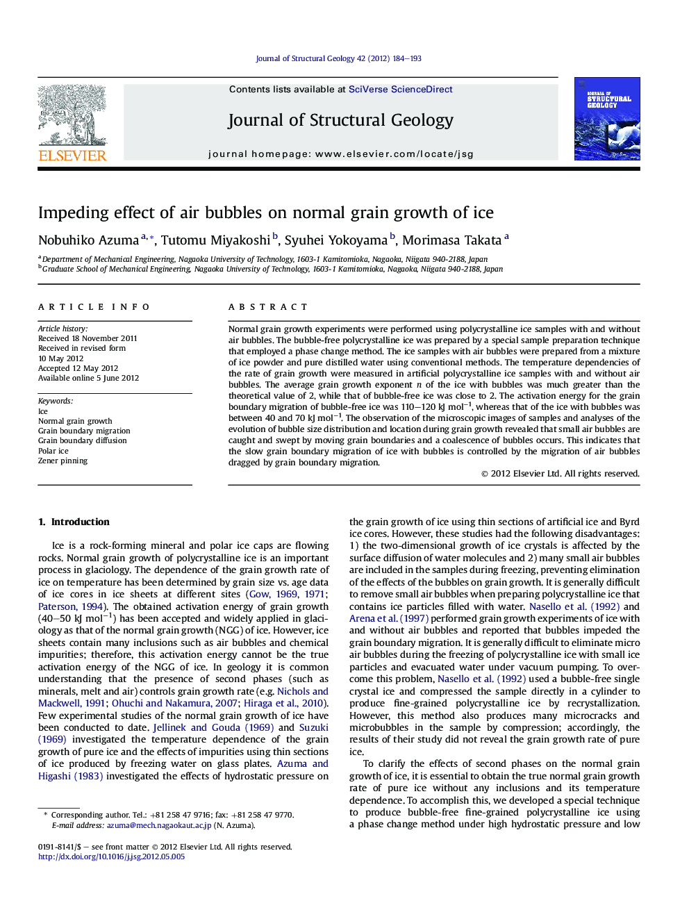 Impeding effect of air bubbles on normal grain growth of ice