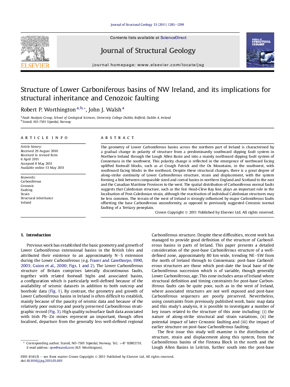 Structure of Lower Carboniferous basins of NW Ireland, and its implications for structural inheritance and Cenozoic faulting