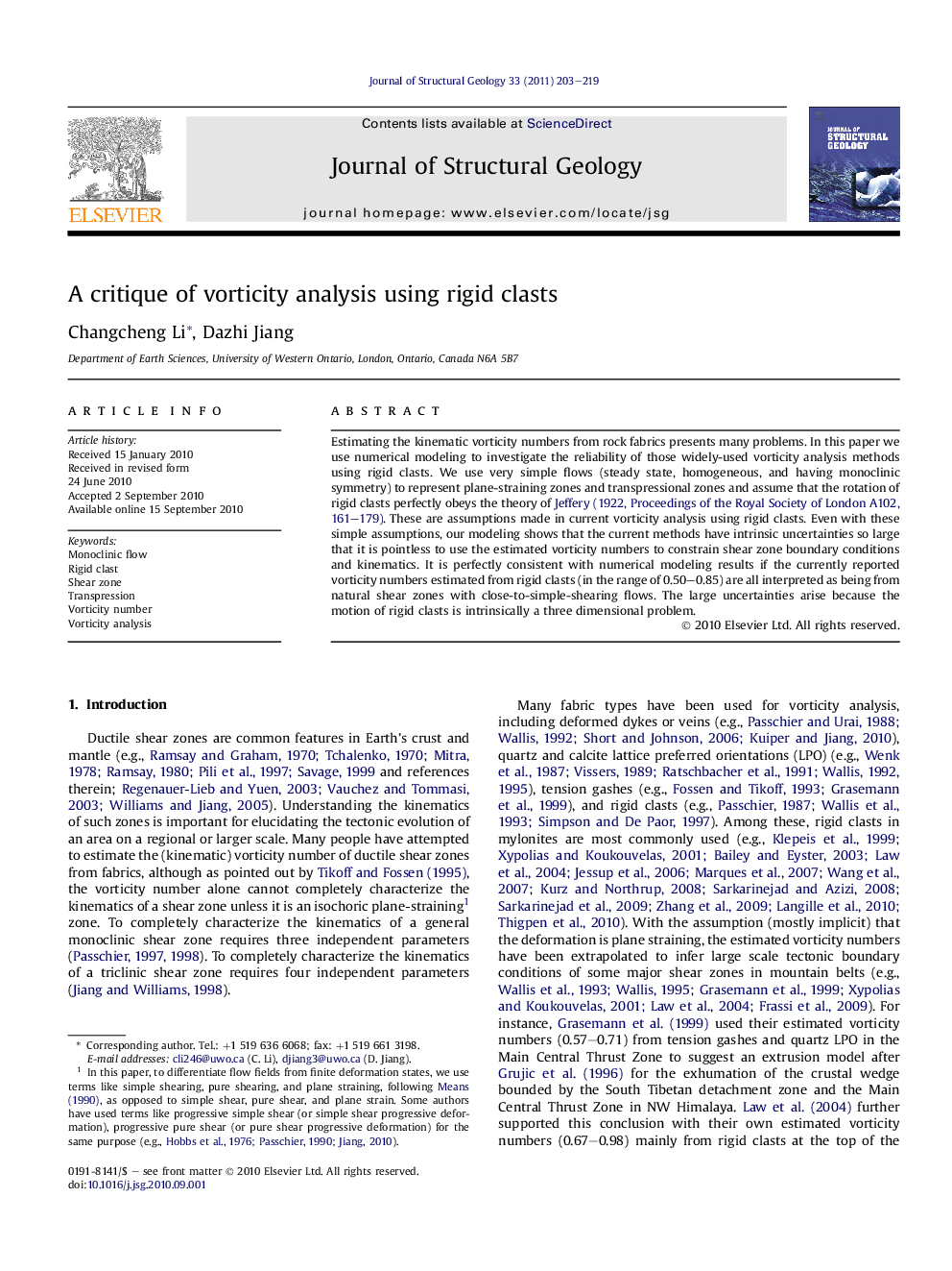 A critique of vorticity analysis using rigid clasts