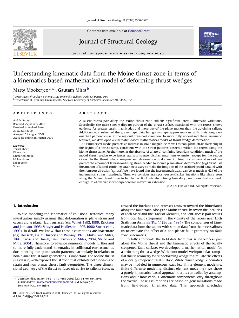 Understanding kinematic data from the Moine thrust zone in terms of a kinematics-based mathematical model of deforming thrust wedges