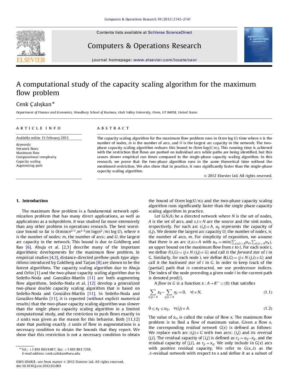 A computational study of the capacity scaling algorithm for the maximum flow problem