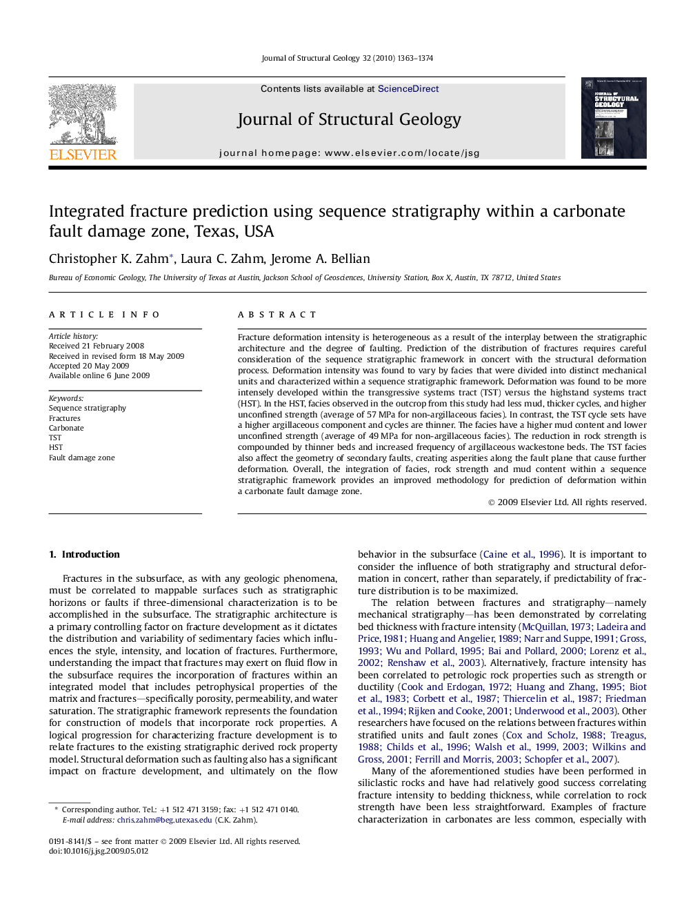 Integrated fracture prediction using sequence stratigraphy within a carbonate fault damage zone, Texas, USA