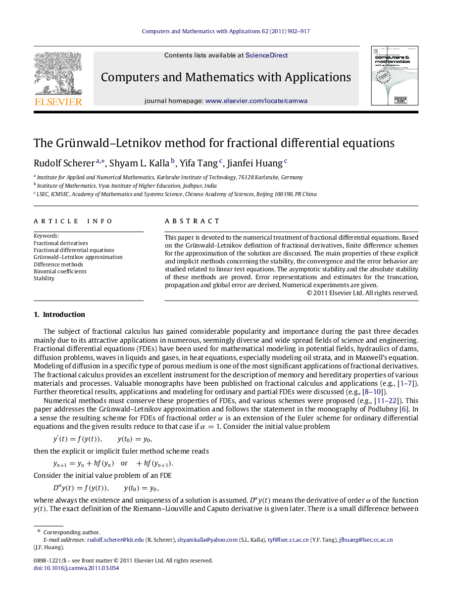 The Grünwald–Letnikov method for fractional differential equations