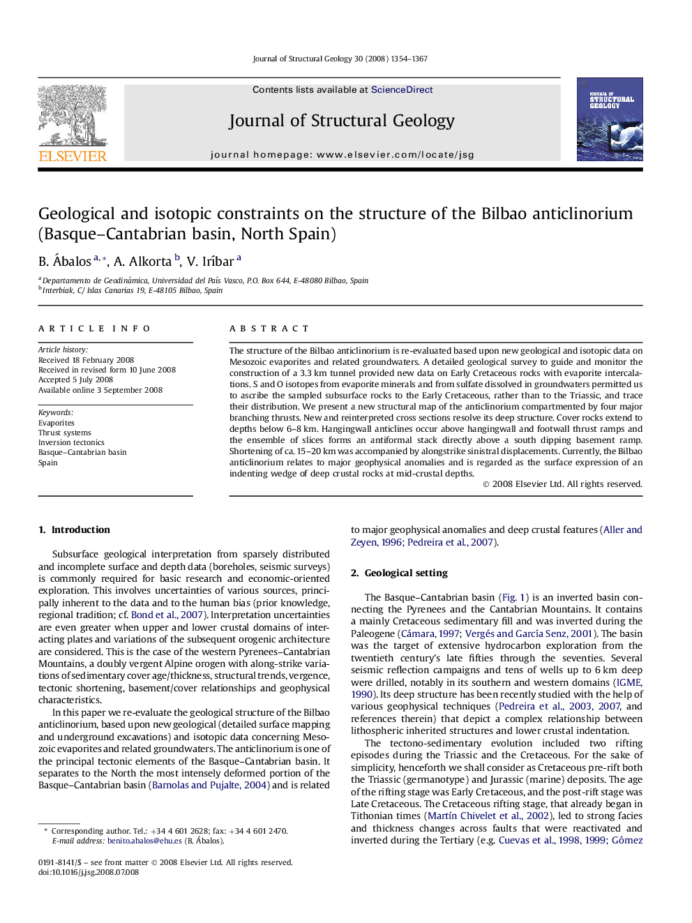 Geological and isotopic constraints on the structure of the Bilbao anticlinorium (Basque–Cantabrian basin, North Spain)