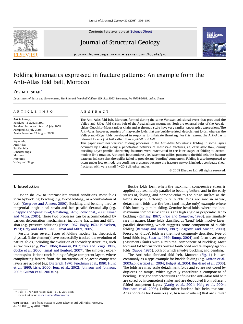 Folding kinematics expressed in fracture patterns: An example from the Anti-Atlas fold belt, Morocco