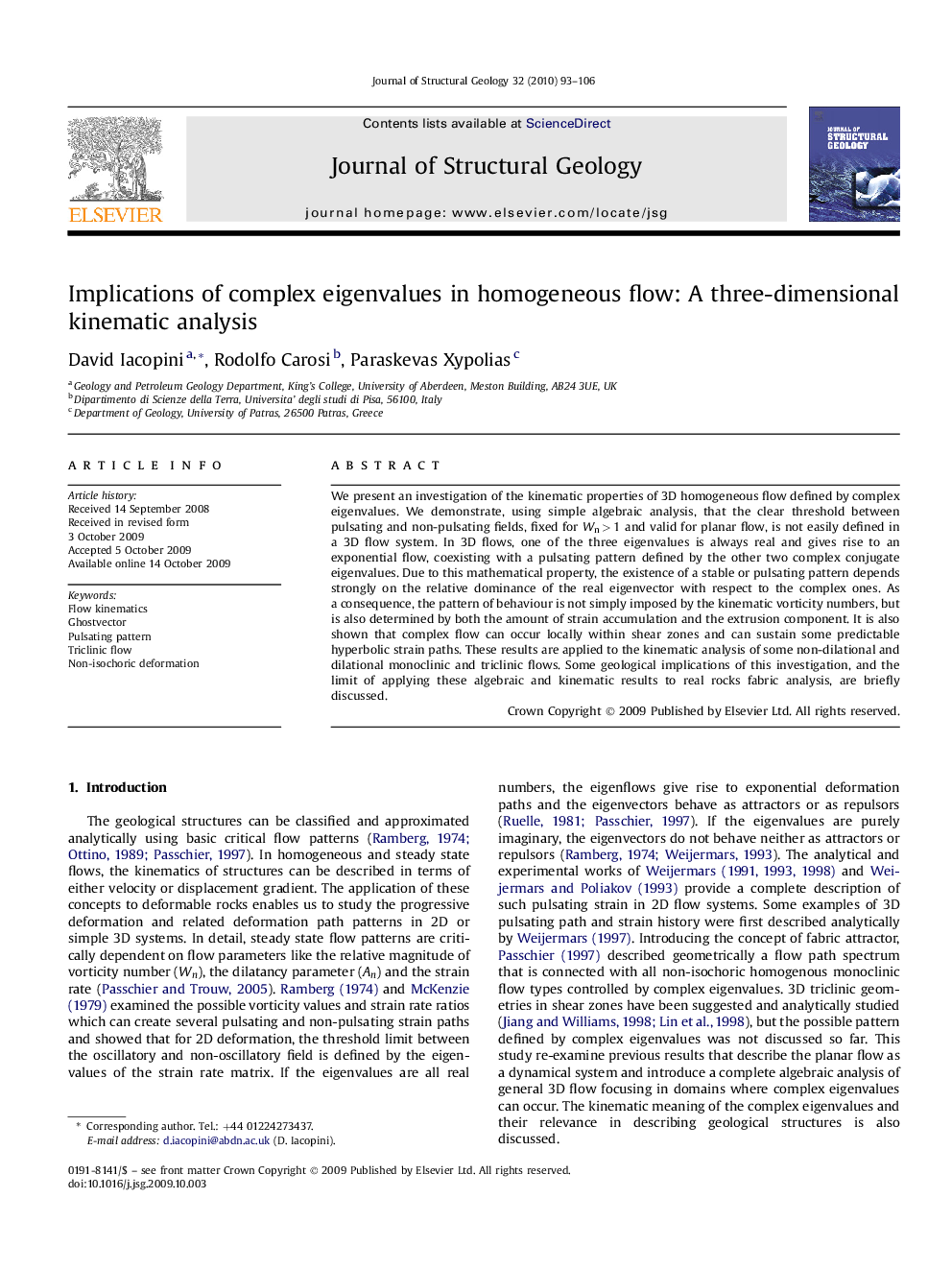 Implications of complex eigenvalues in homogeneous flow: A three-dimensional kinematic analysis