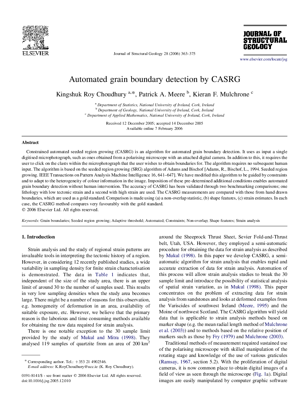 Automated grain boundary detection by CASRG