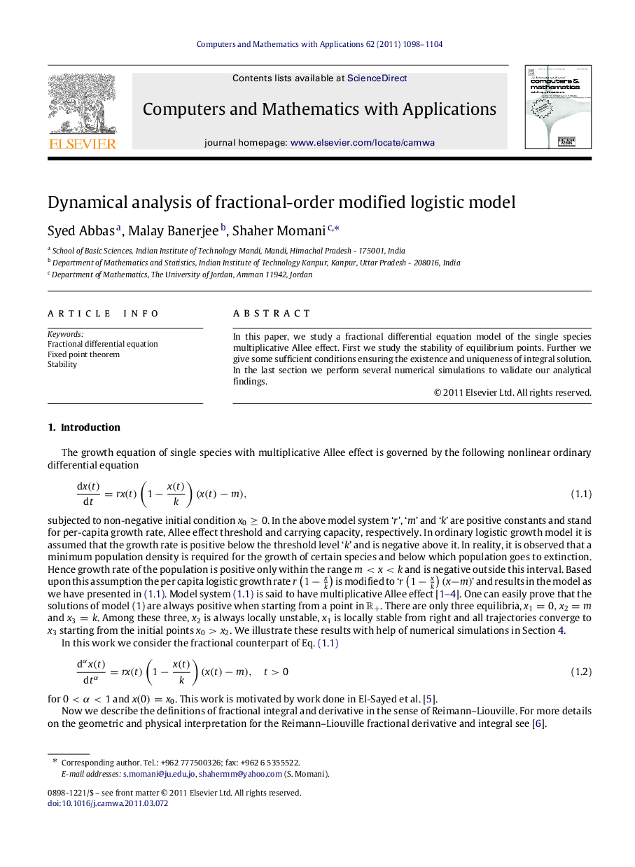 Dynamical analysis of fractional-order modified logistic model