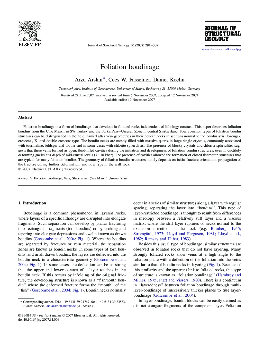 Foliation boudinage