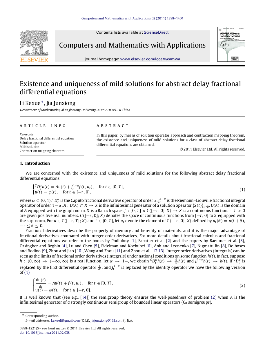 Existence and uniqueness of mild solutions for abstract delay fractional differential equations