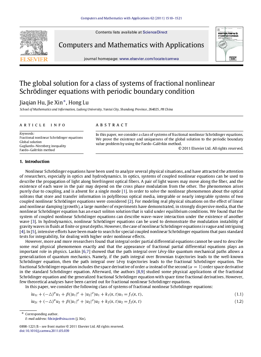 The global solution for a class of systems of fractional nonlinear Schrödinger equations with periodic boundary condition