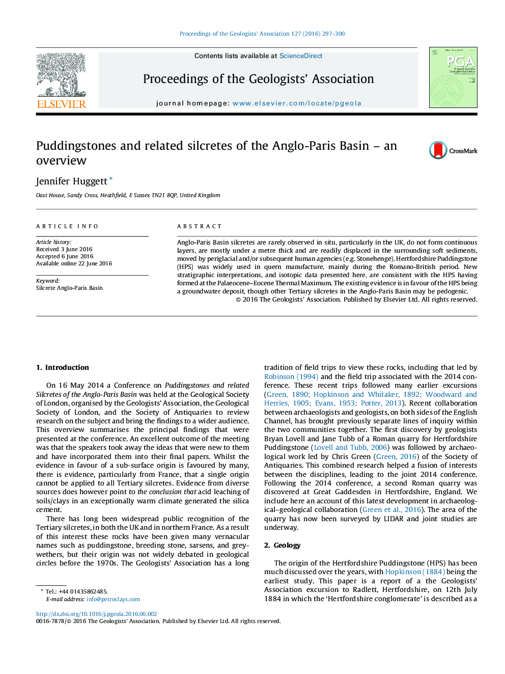 Puddingstones and related silcretes of the Anglo-Paris Basin – an overview