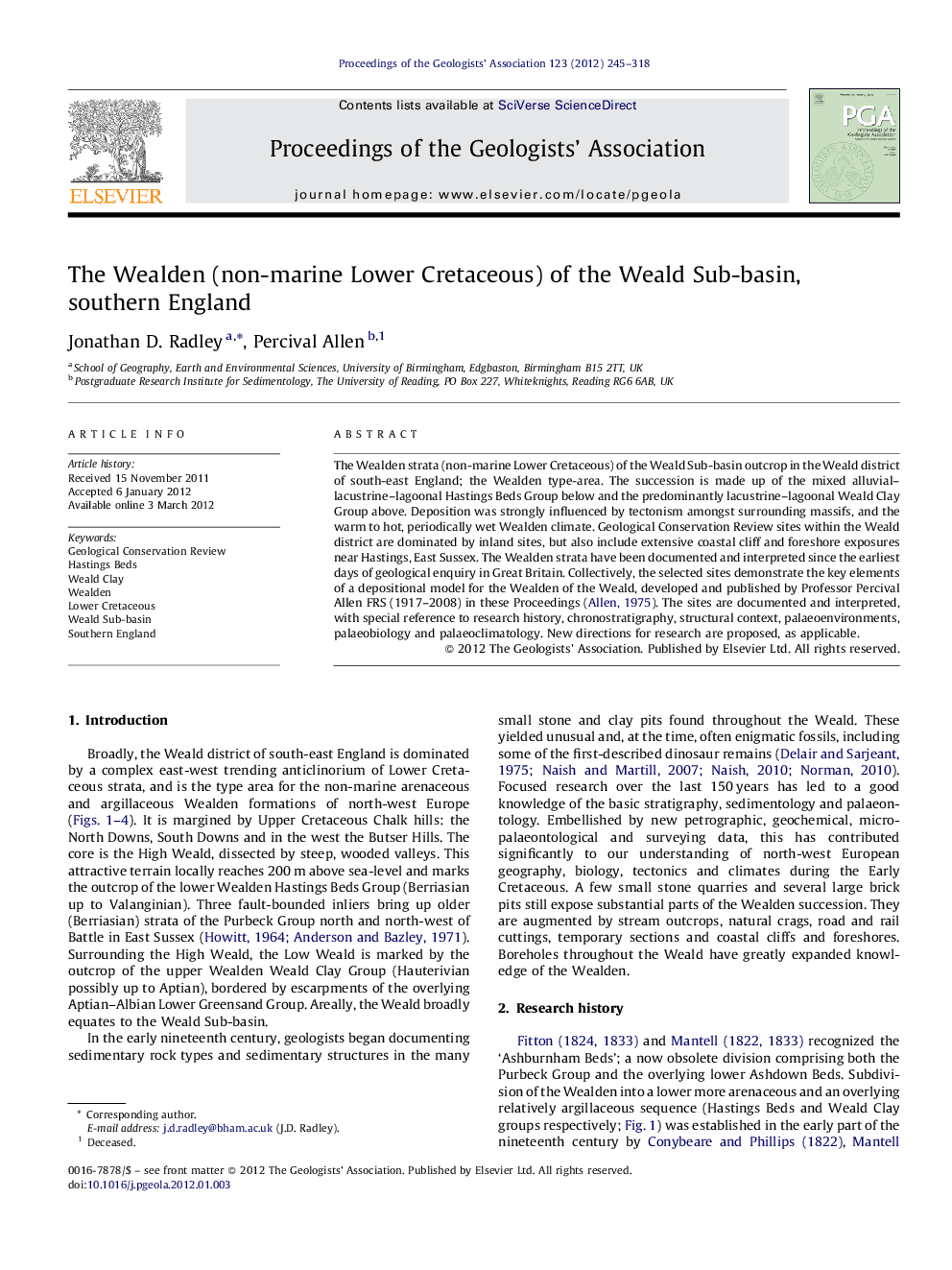 The Wealden (non-marine Lower Cretaceous) of the Weald Sub-basin, southern England