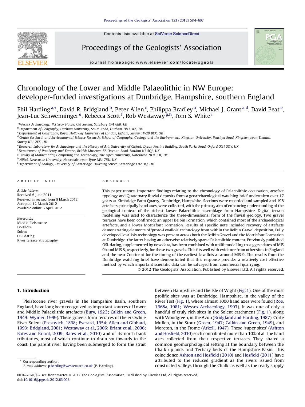 Chronology of the Lower and Middle Palaeolithic in NW Europe: developer-funded investigations at Dunbridge, Hampshire, southern England