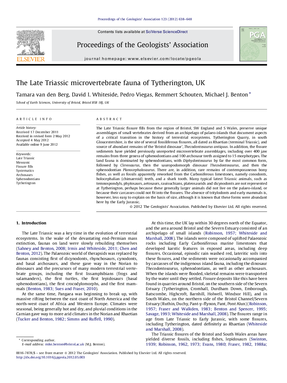 The Late Triassic microvertebrate fauna of Tytherington, UK