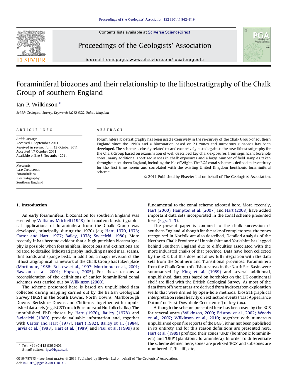 Foraminiferal biozones and their relationship to the lithostratigraphy of the Chalk Group of southern England