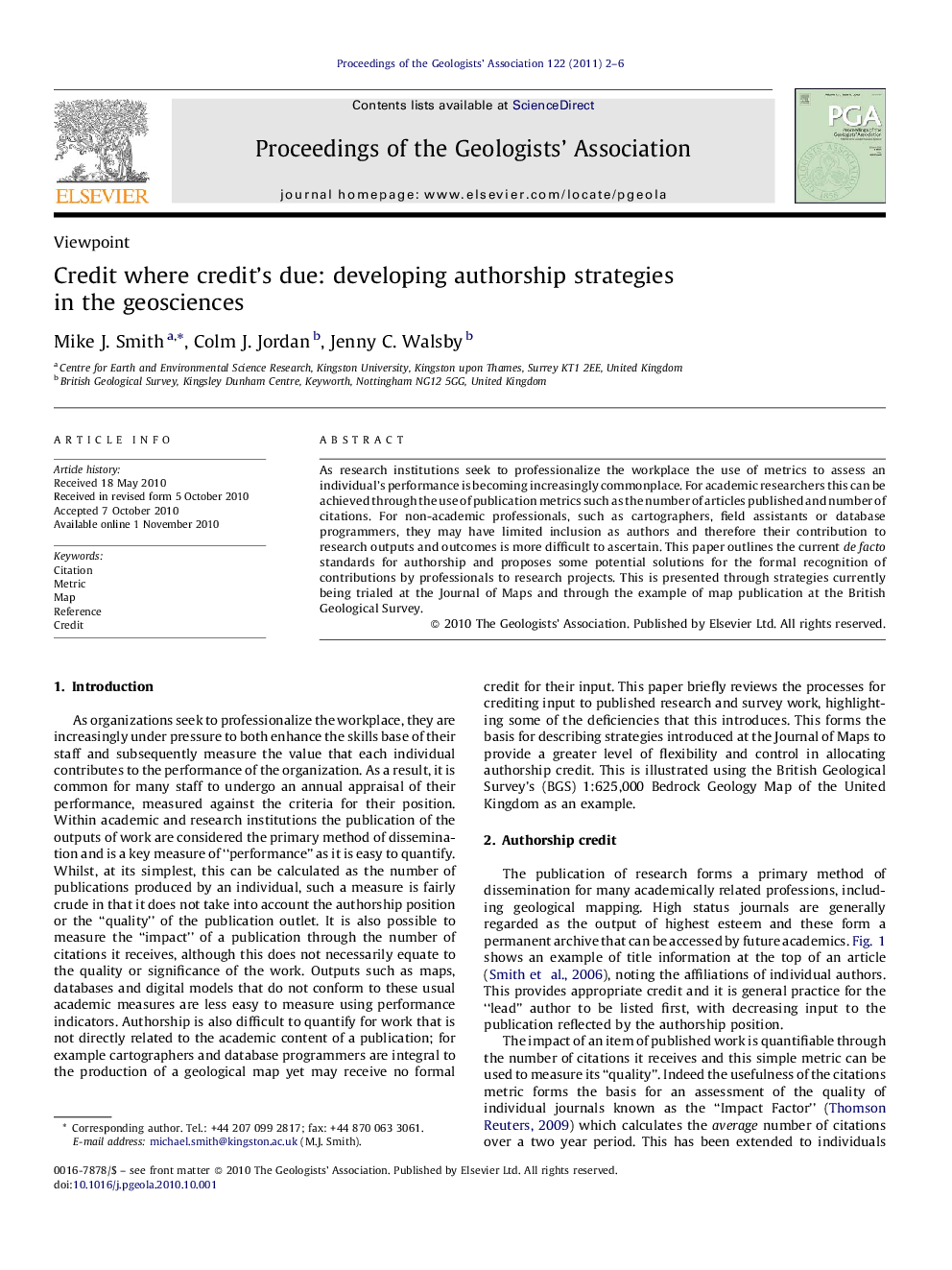 Credit where credit's due: developing authorship strategies in the geosciences