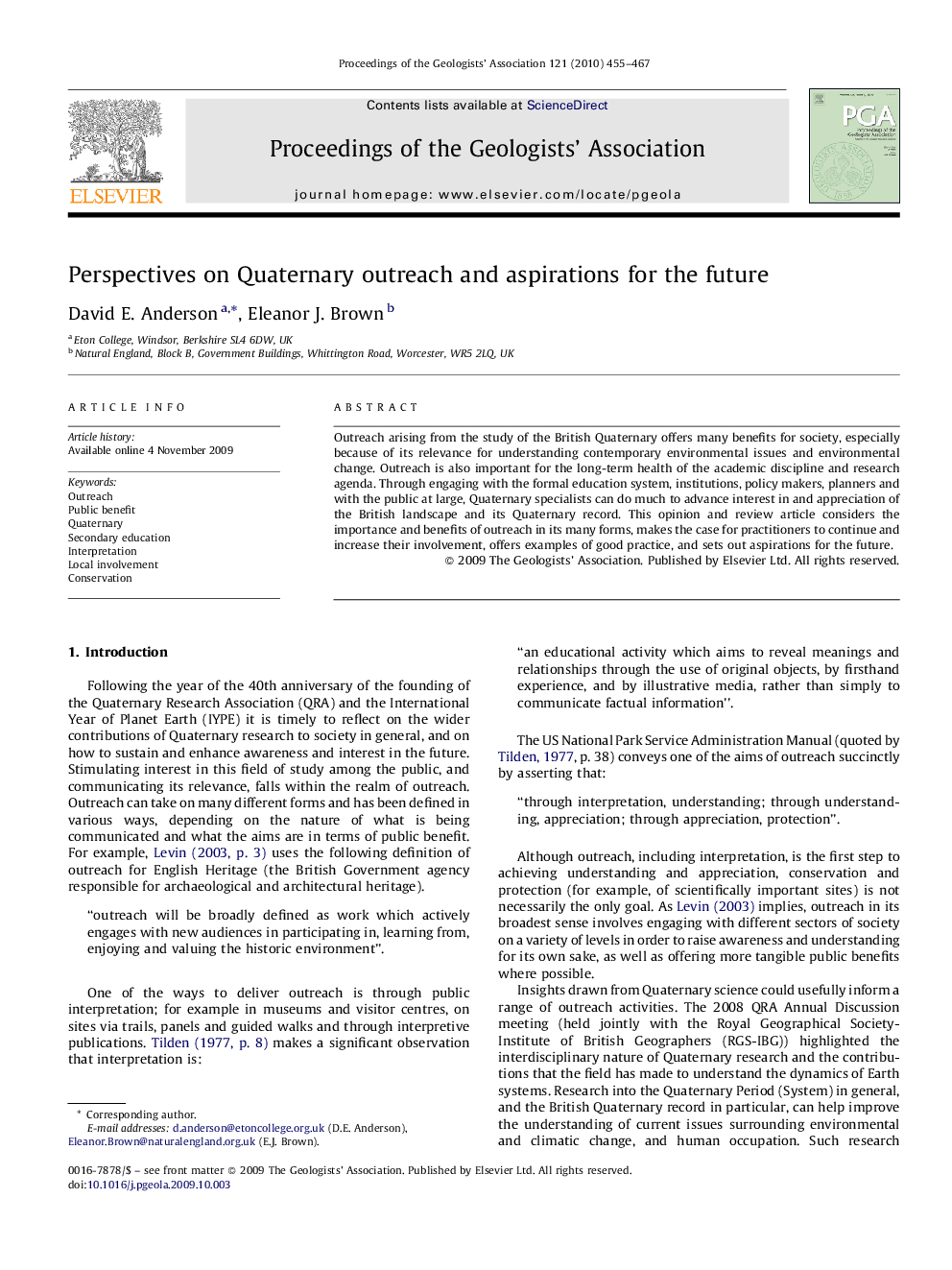 Perspectives on Quaternary outreach and aspirations for the future