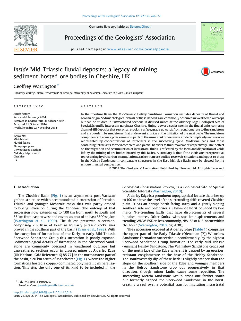 Inside Mid-Triassic fluvial deposits: a legacy of mining sediment-hosted ore bodies in Cheshire, UK