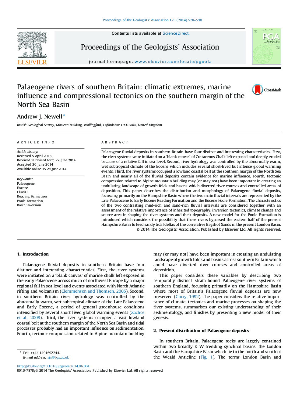 Palaeogene rivers of southern Britain: climatic extremes, marine influence and compressional tectonics on the southern margin of the North Sea Basin