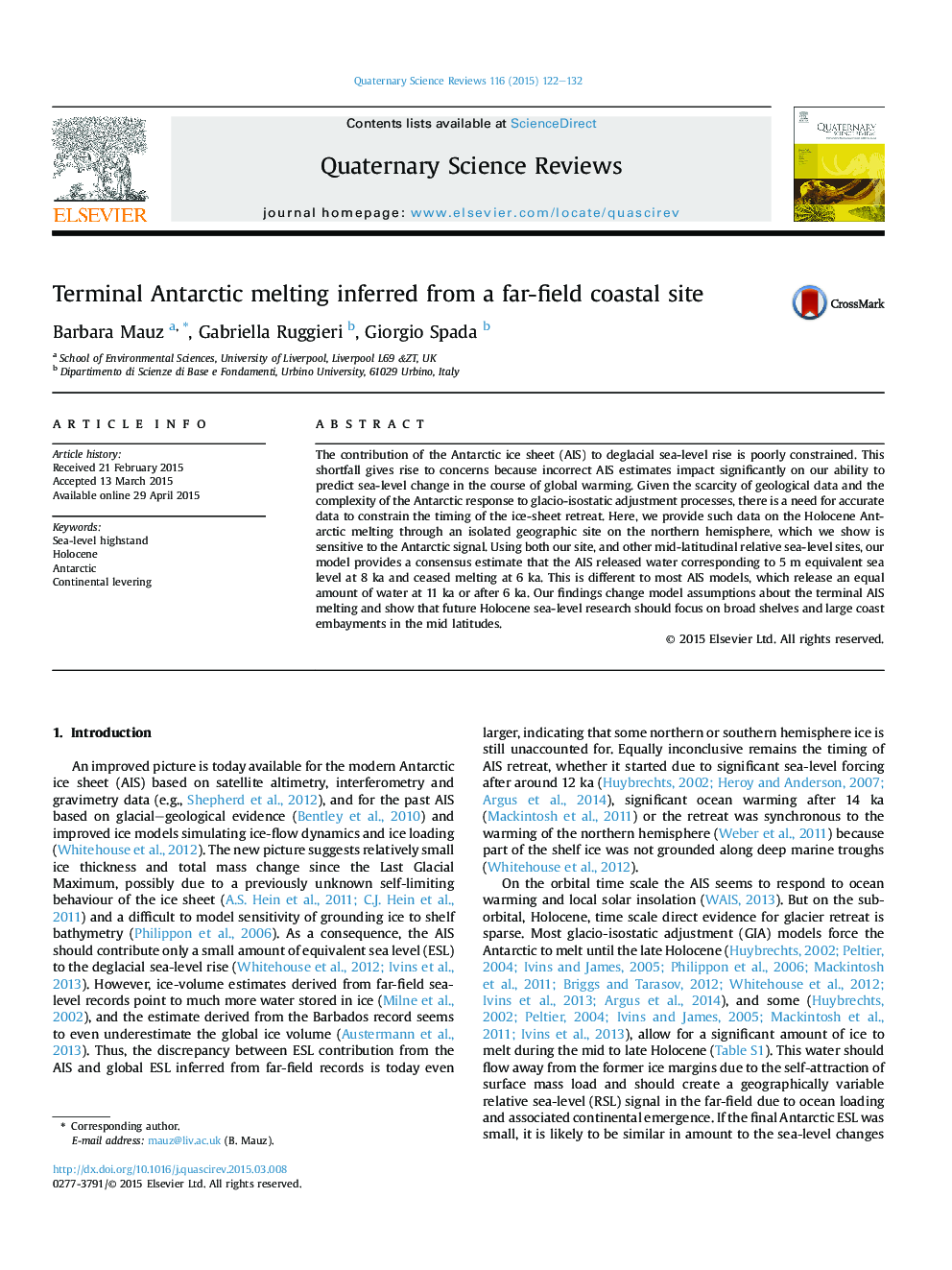 Terminal Antarctic melting inferred from a far-field coastal site