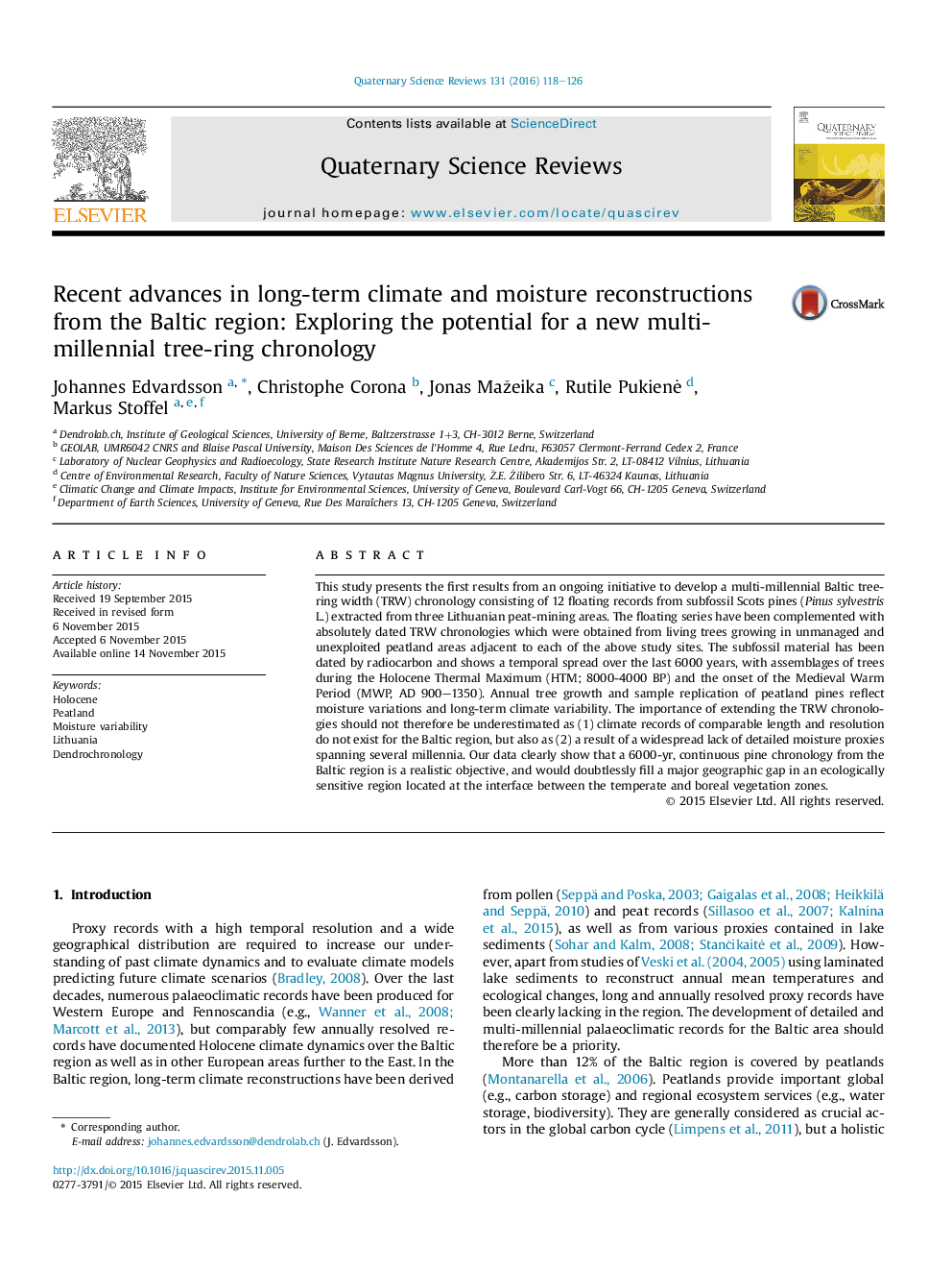 Recent advances in long-term climate and moisture reconstructions from the Baltic region: Exploring the potential for a new multi-millennial tree-ring chronology