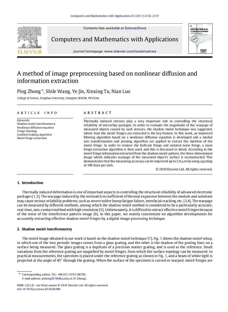 A method of image preprocessing based on nonlinear diffusion and information extraction