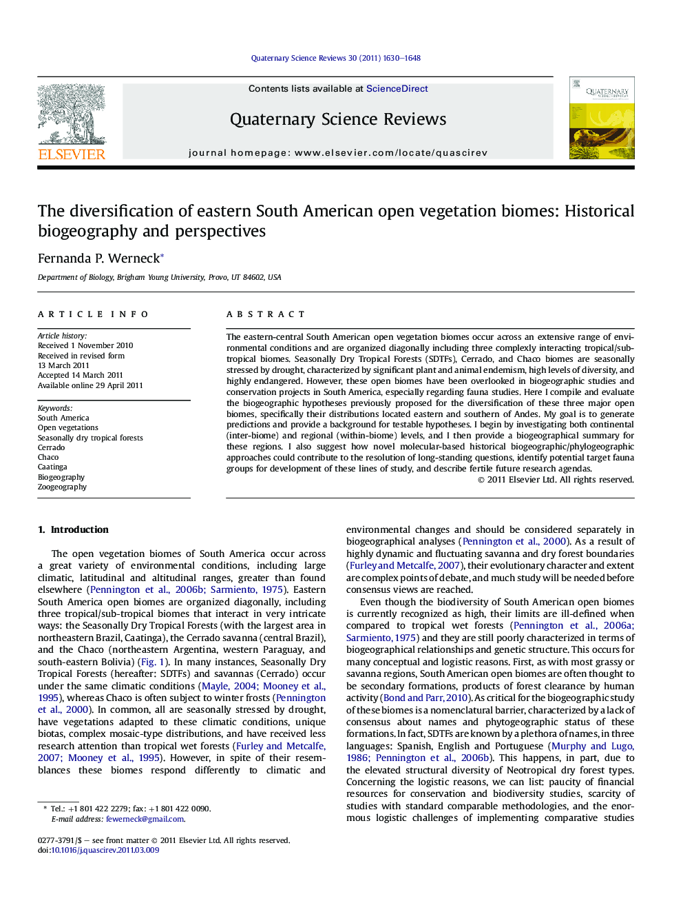 The diversification of eastern South American open vegetation biomes: Historical biogeography and perspectives