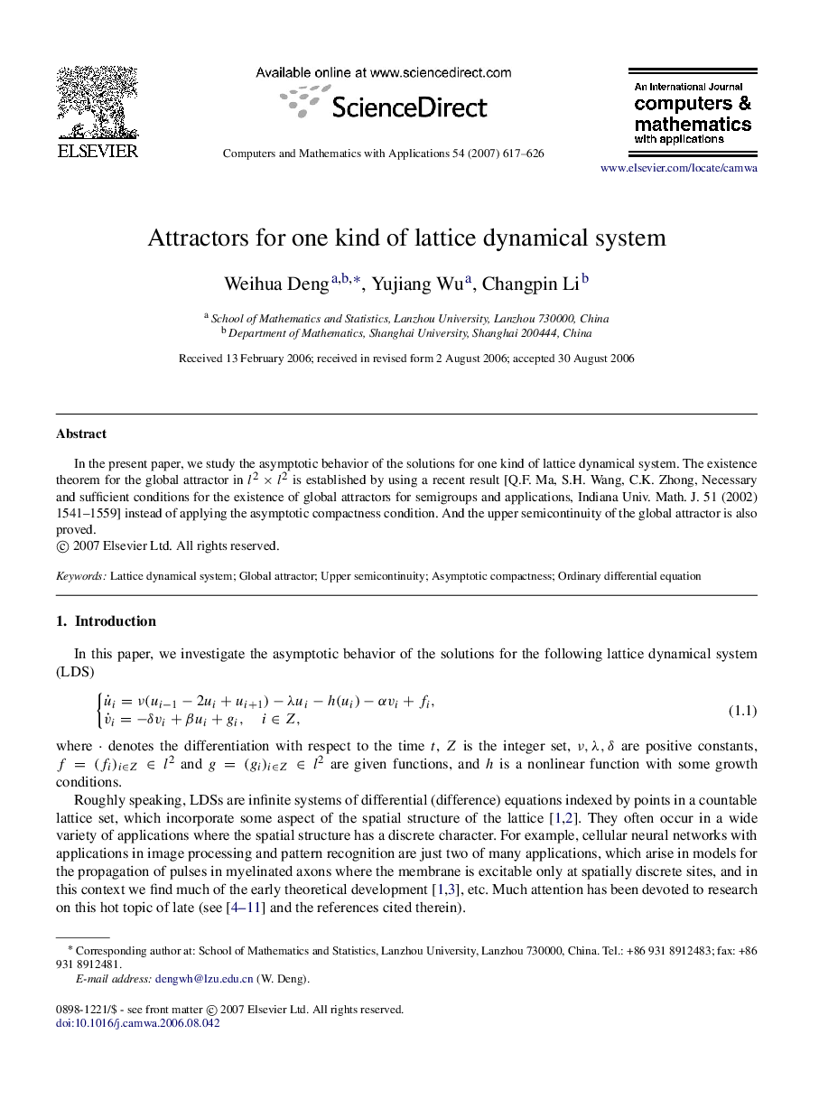 Attractors for one kind of lattice dynamical system