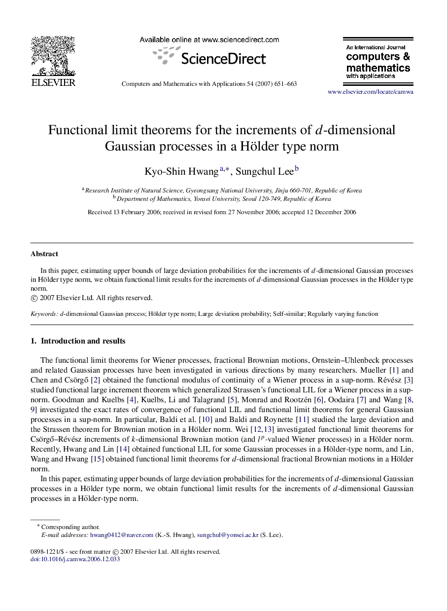 Functional limit theorems for the increments of dd-dimensional Gaussian processes in a Hölder type norm