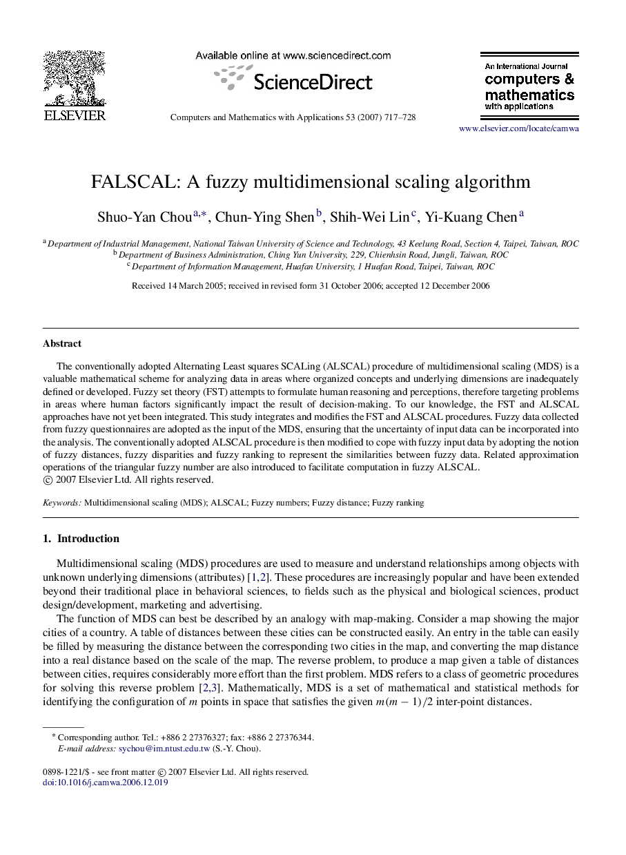 FALSCAL: A fuzzy multidimensional scaling algorithm