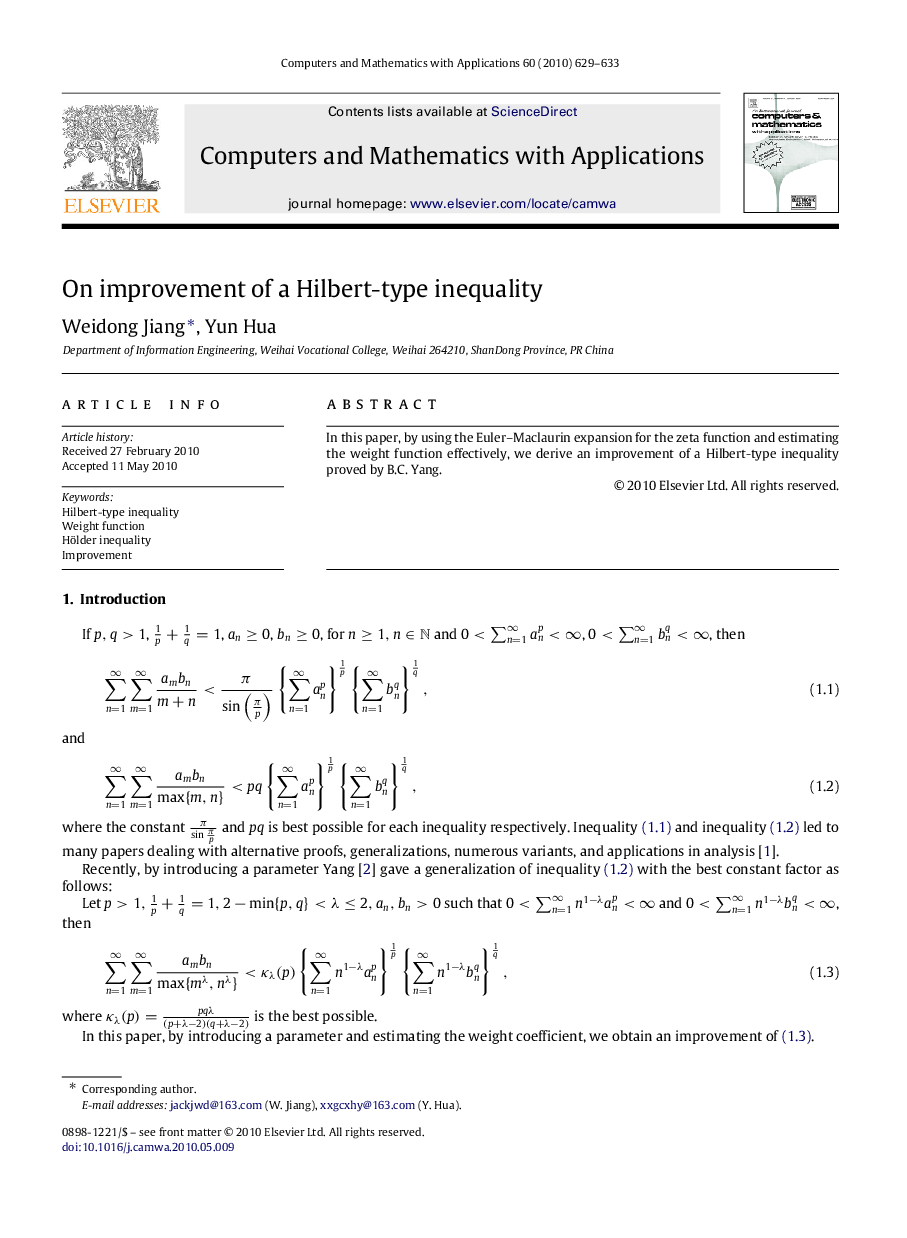 On improvement of a Hilbert-type inequality