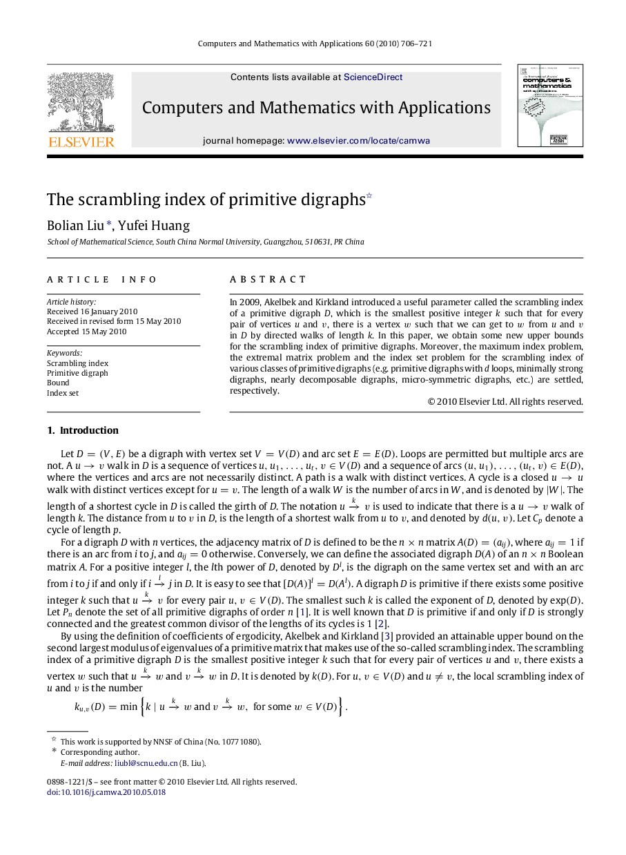 The scrambling index of primitive digraphs 