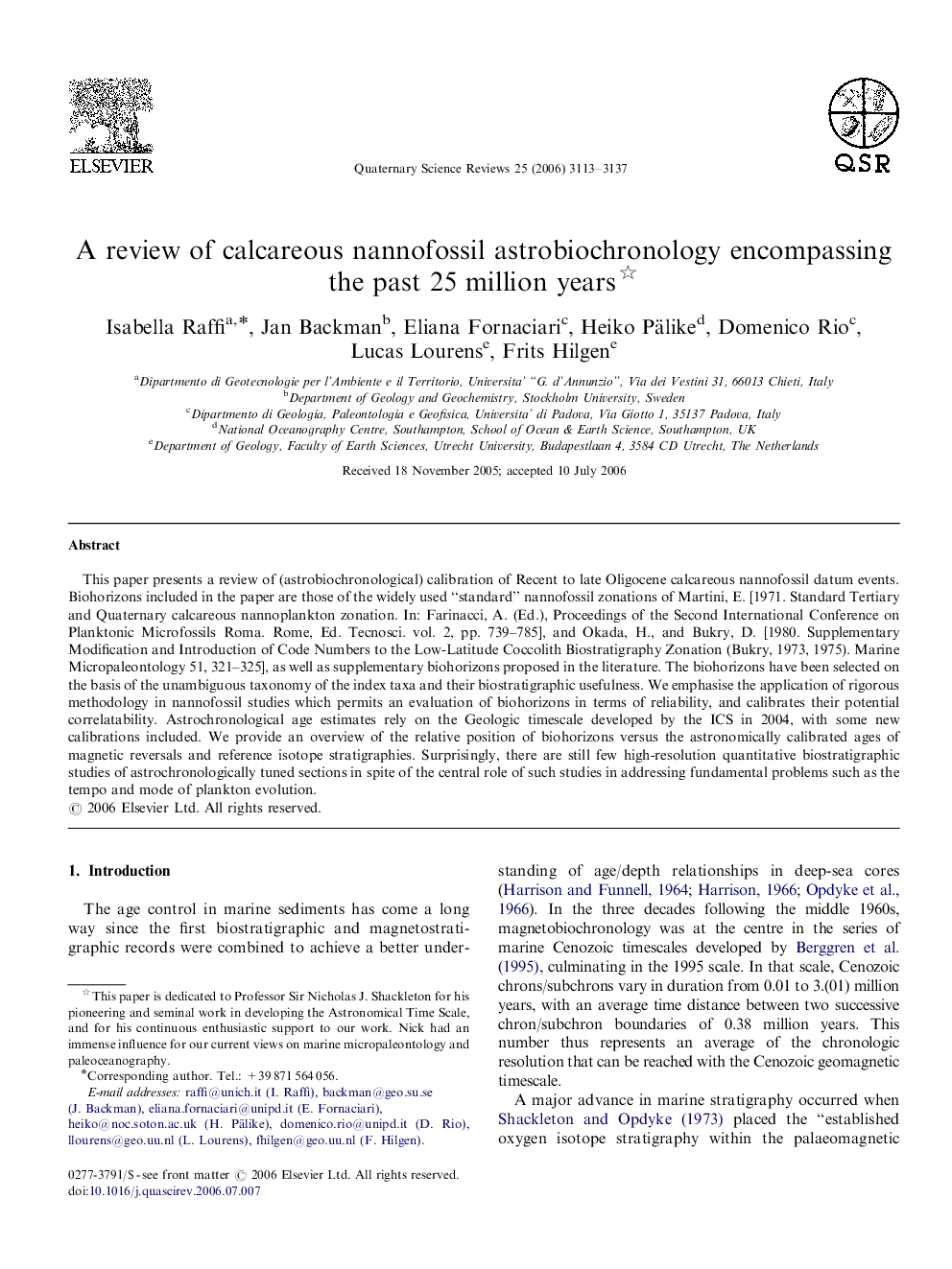 A review of calcareous nannofossil astrobiochronology encompassing the past 25 million years 