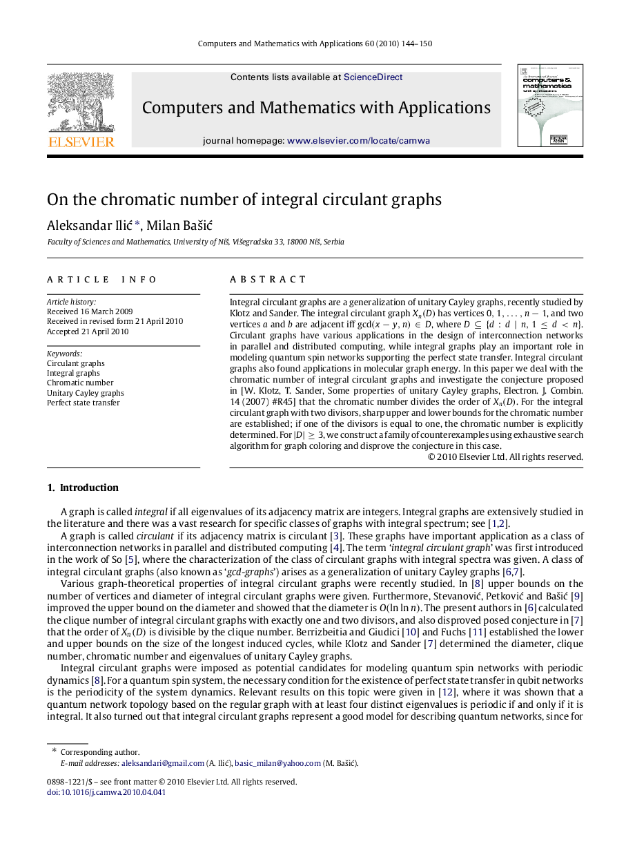 On the chromatic number of integral circulant graphs