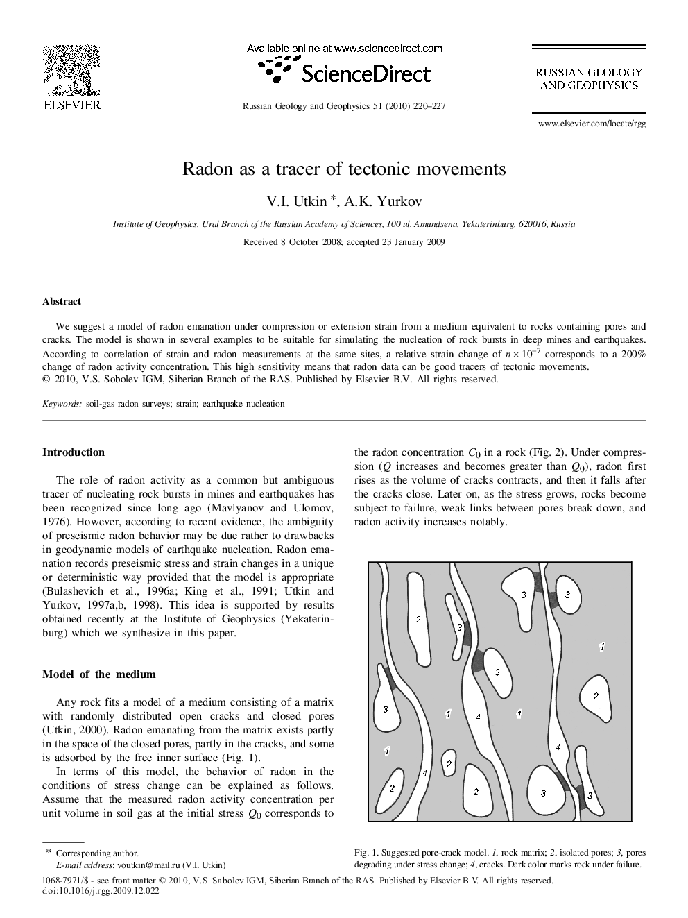 Radon as a tracer of tectonic movements