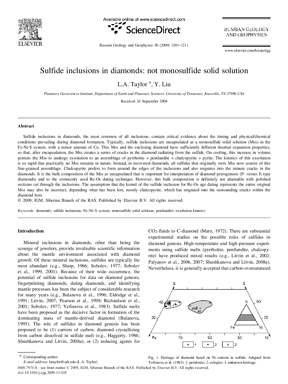 Sulfide inclusions in diamonds: not monosulfide solid solution