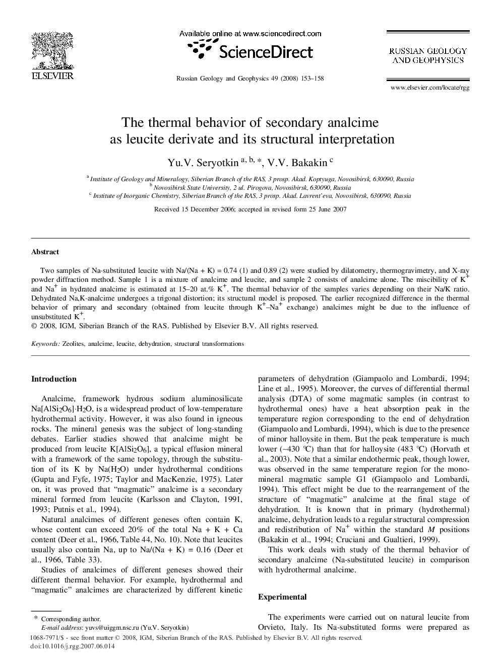 The thermal behavior of secondary analcime as leucite derivate and its structural interpretation