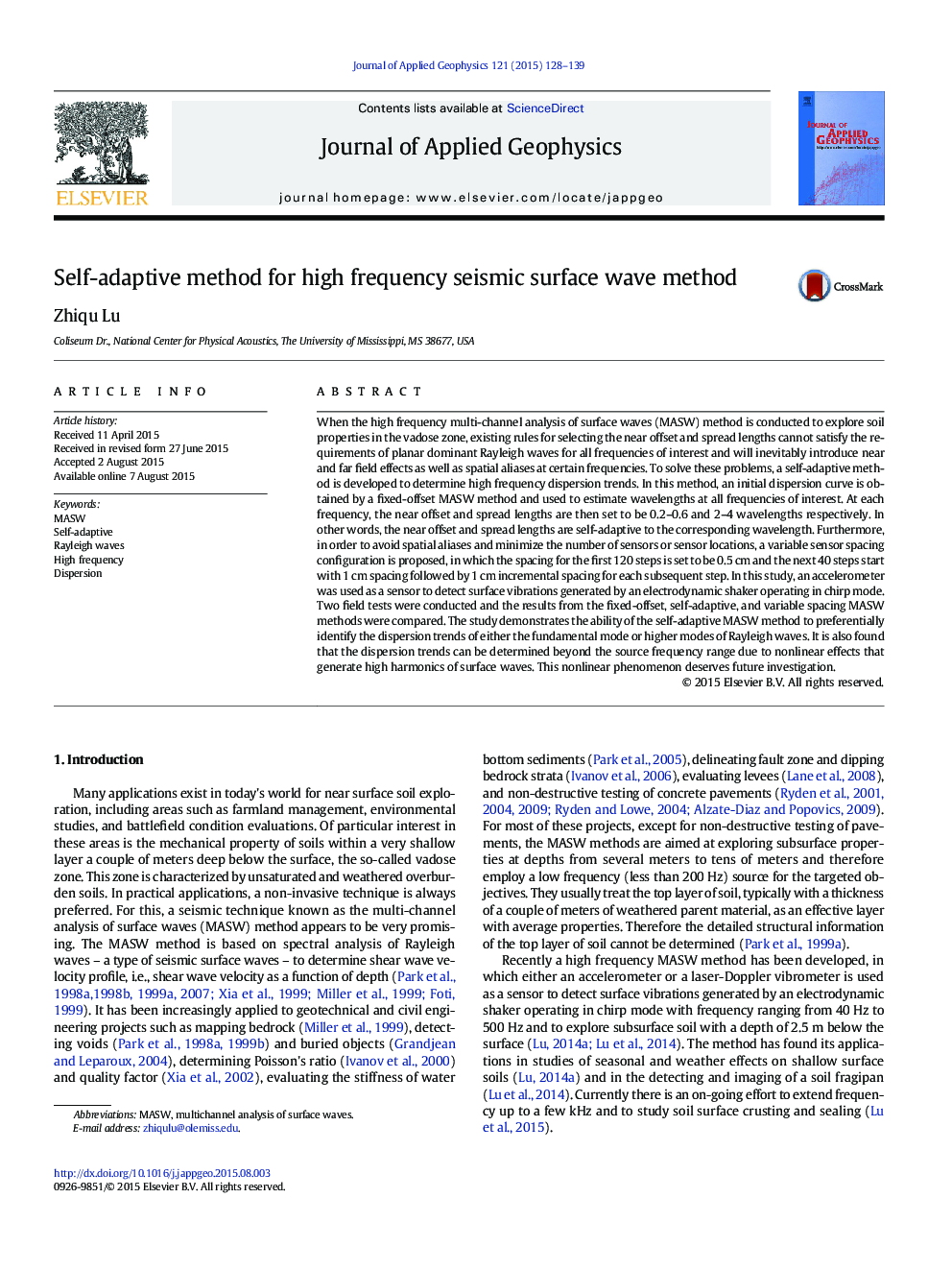 Self-adaptive method for high frequency seismic surface wave method