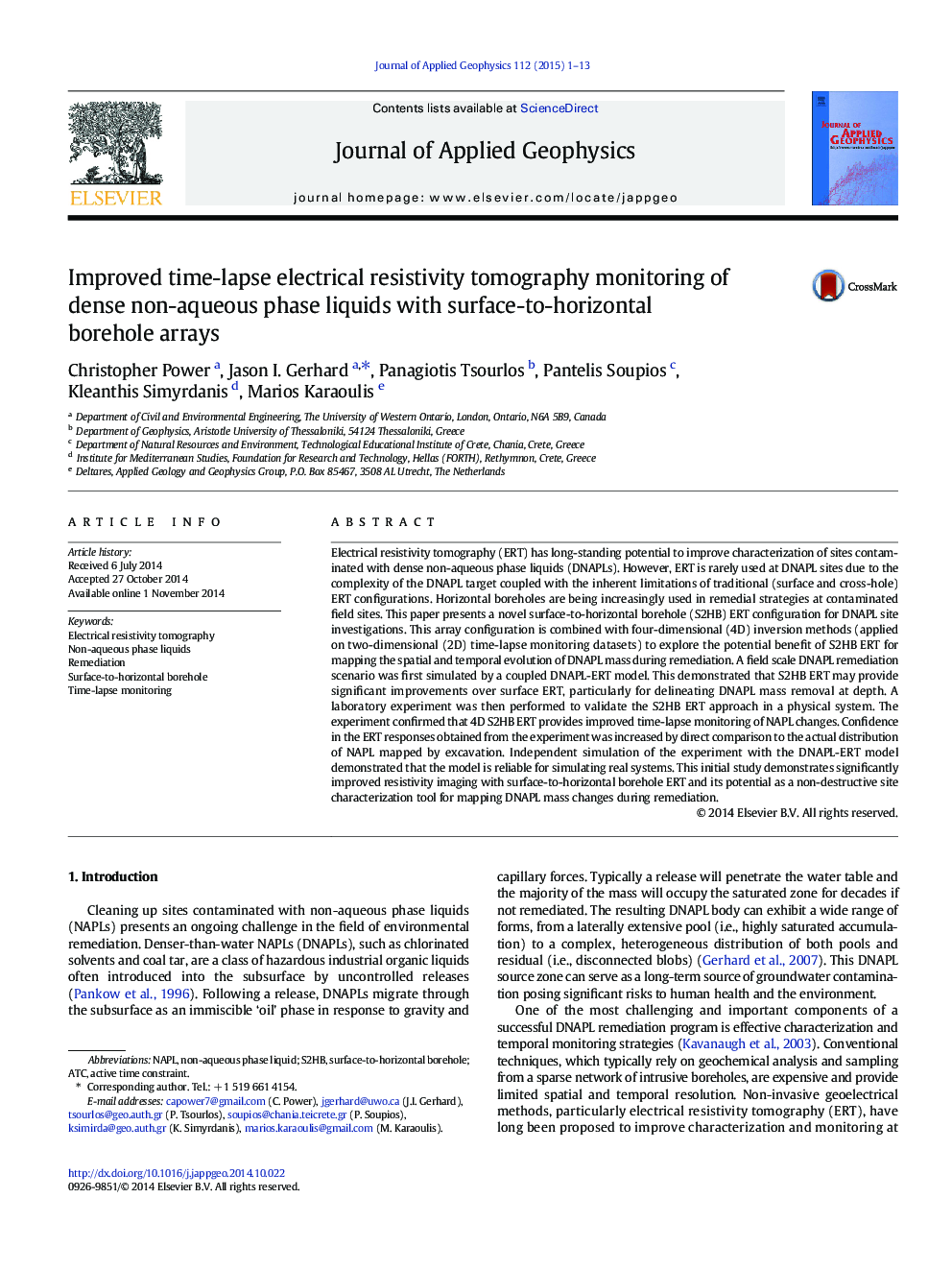 Improved time-lapse electrical resistivity tomography monitoring of dense non-aqueous phase liquids with surface-to-horizontal borehole arrays